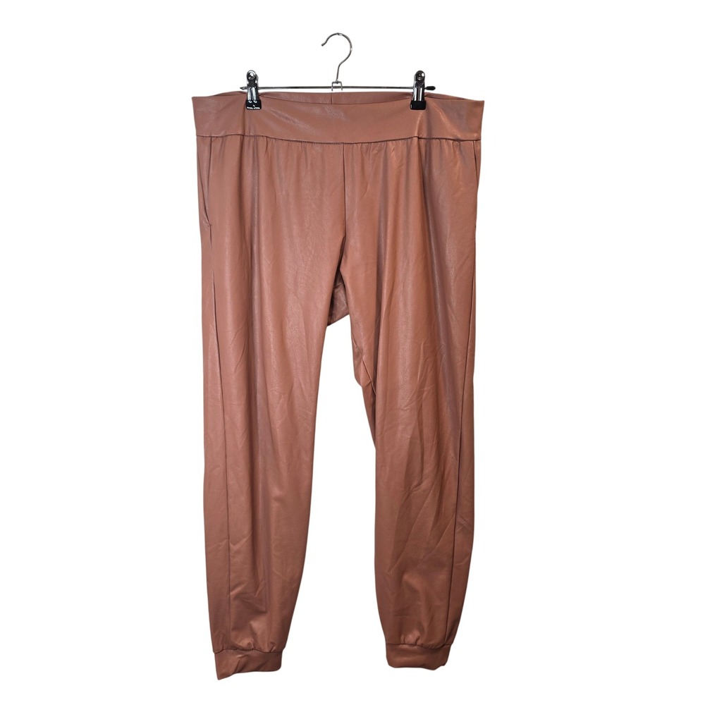 Commando Faux Leather Joggers Women XL Mauve Pink Pebble Grain